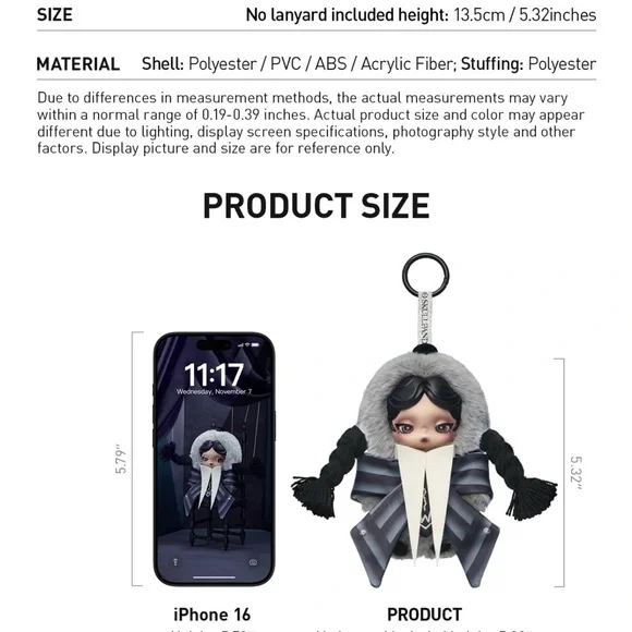 SKULLPANDA X Wednesday Plush (Nevermore Academy Uniform Version) - Picture 4 of 5